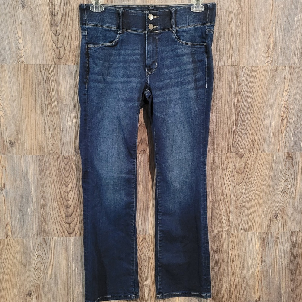 APT 9 Tummy Control Bootcut Jeans Size 10 x 30 Dark Wash Mid Rise Elastic Waist